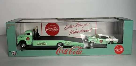 M2 Machines Auto Hauler TW11 COCA COLA 1958 CHEVY SPARTAN & 1955 BEL AIR GASSER