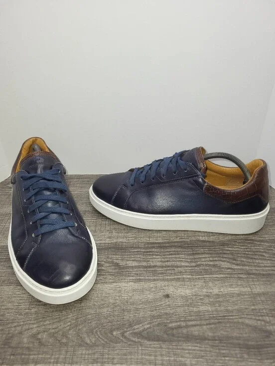 Magnanni Castillo Blue Leather Cuero Sneakers Shoes Men's Size 10 US 43 EU