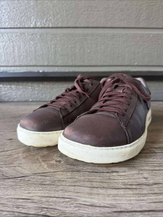 Birkenstock Men's Leather Sneakers - Dark Brown with White Sole size 44