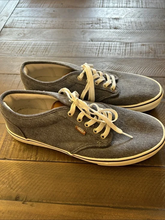 Vans Gray Canvas Low-Top Sneakers with White Laces