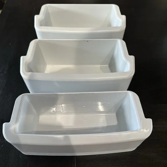 (3) GE Profile Refrigerator Door Shelf Bin White#‎ 200D4635 Freezer Shelves