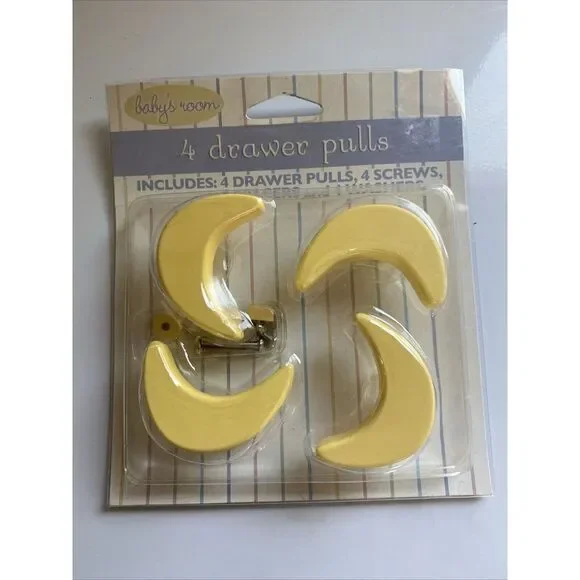 4 Drawer Knobs -Drawer Pulls-‎ YELLOW MOONS - Perfect in Your Baby's Room