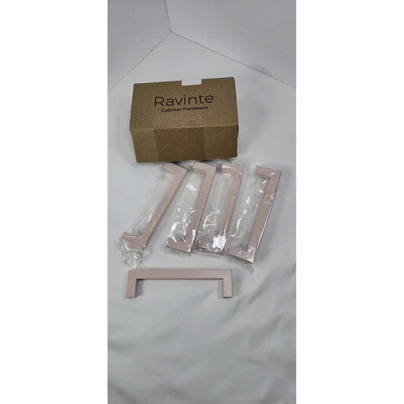 Ravinte Pink Cabinet Drawer Pull Handles 5‎ Pack Modern Square Hardware 5