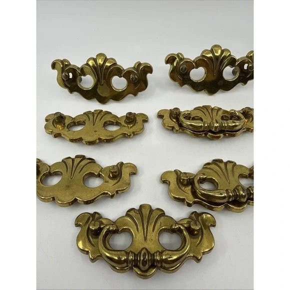 Vintage Canada Brass Drawer Pulls CP-3047 Distressed Salvaged 7 Read PCs Missing