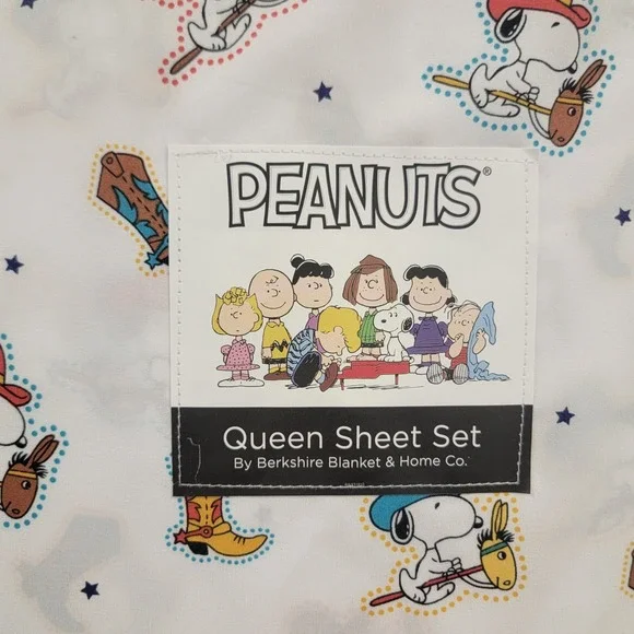 NEW Berkshire‎ Peanuts Snoopy Western Cowboy Boots Rodeo Queen Sheet Set 4pc