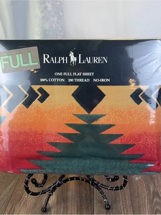 Ralph Lauren Canyon Bright Full Flat Sheet Southwestern Geometric Cotton 200 TC