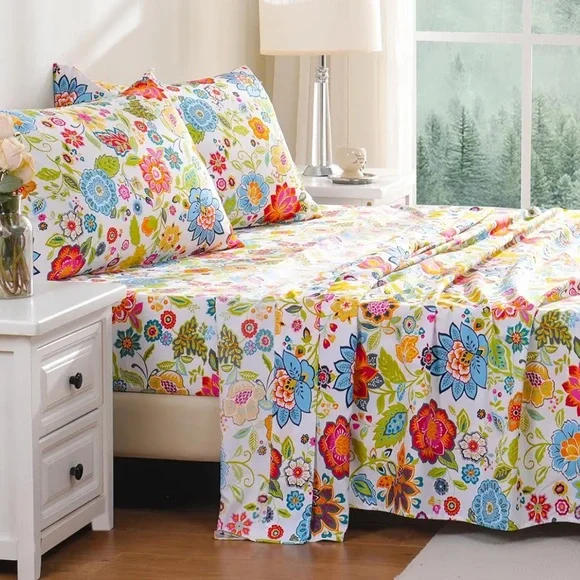 Bedlifes king‎ Sheet Set Ultra Soft Breathable Spring Flower