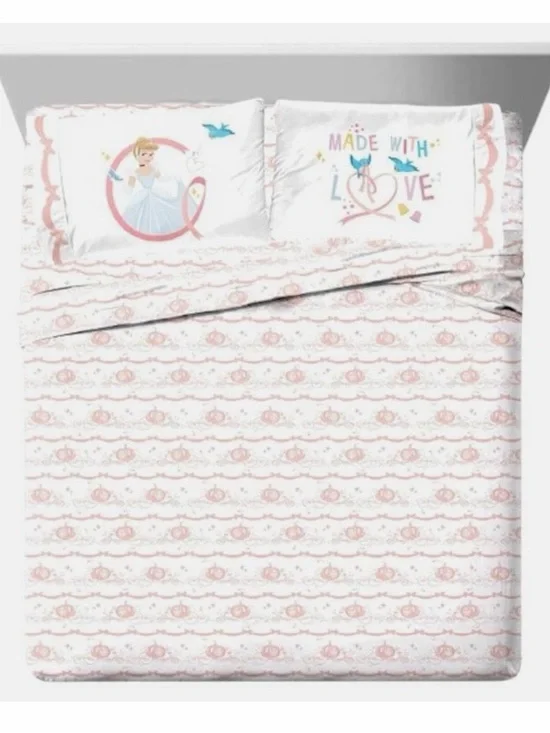 NWT Disney princess cinderella queen sheet set 1flat 1fitted 2 pillow case