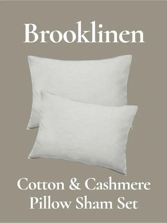 NWOT BROOKLINEN Fog Heathered Cashmere & Cotton Pillowcase Set Standard