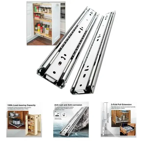 Heavy Duty Drawer Slides Full Extension Runners 150 Lbs Side Mount Rails For