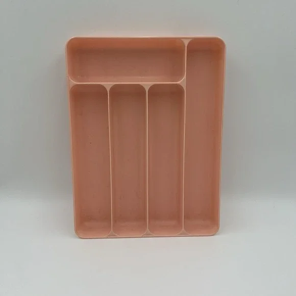 Vintage Lustro-ware Plastic Cutlery 5 drawer‎ Kitchen organizer dusty Pink Retro