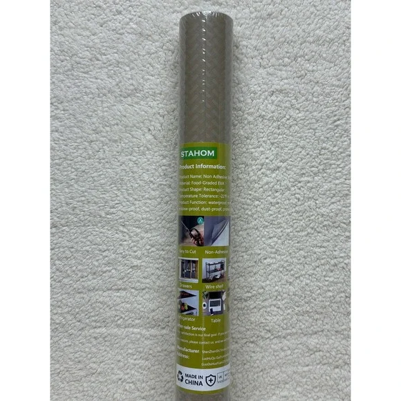 STAHOM Shelf Liner Beige Non-Adhesive Waterproof‎ EVA Basketweave Pattern