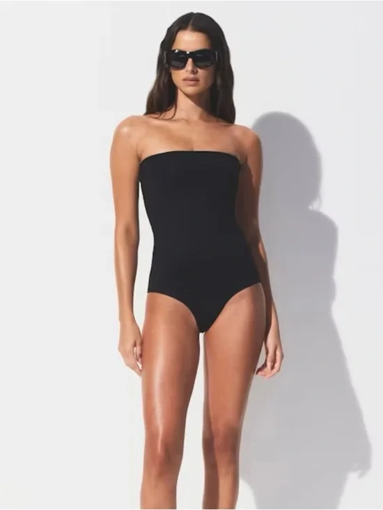 SKIMS Convertible Bikini to Strapless One-Piece Swimsuit Sz S - Obsidian NWT