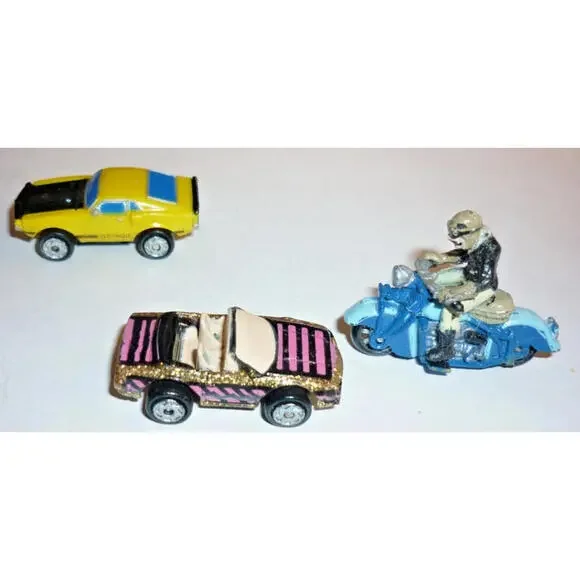 Lot 3 Micro Machines Harley Davidson Rider 2-Tone Blue Sparkle Rarissima Mustang