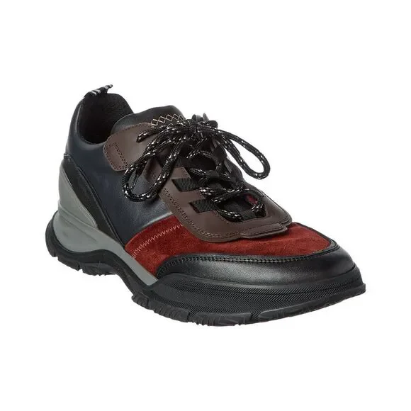 Brioni Crossing Leather & Suede Low-Top Sneaker, Blue