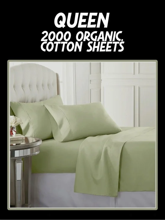 NIB 4 PC 2000 ORGANIC COTTON SHEET SET - QUEEN