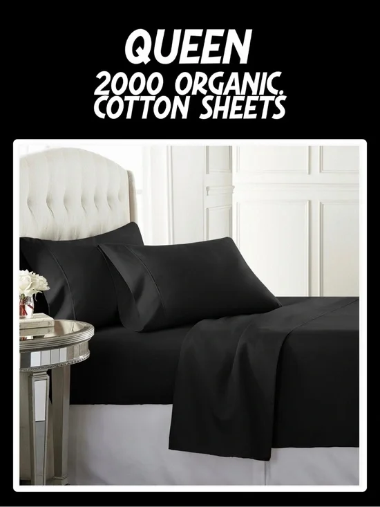 NIB 4 PC 2000 ORGANIC COTTON SHEET SET - QUEEN