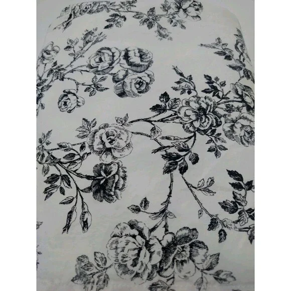 Lauren Ralph Lauren Cottage Hill Black & White Toile Floral Full Flat Sheet