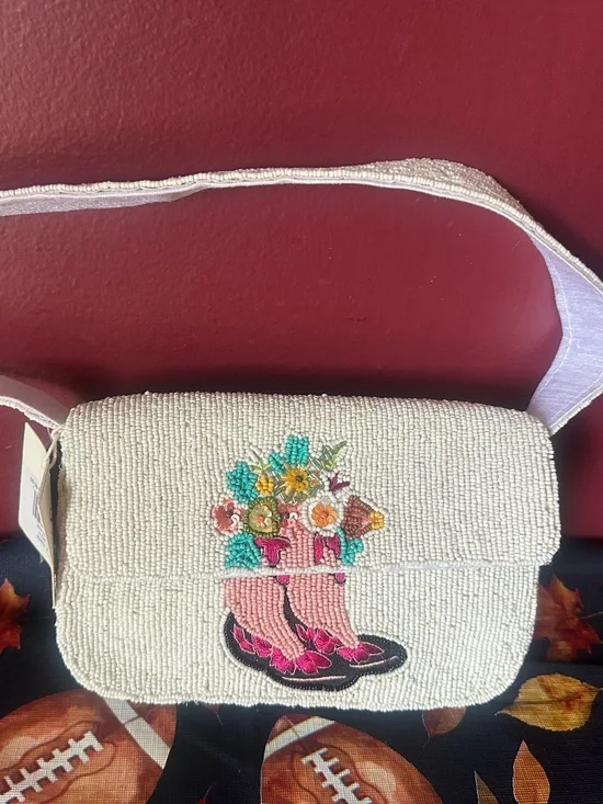 Viral COWGIRL boots beaded bag! NWT