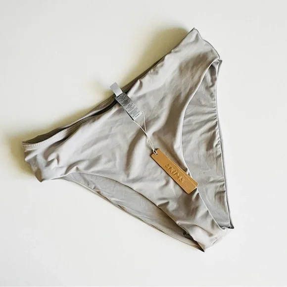 NWT Skims MEDIUM Recycled swim midrise cheeky bottoms in Chrome grey