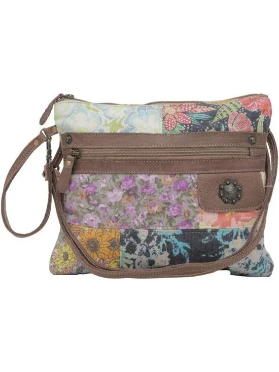 Stylish Patchwork Canvas Purse for Women with Leather Strap - Boho Casual Bag