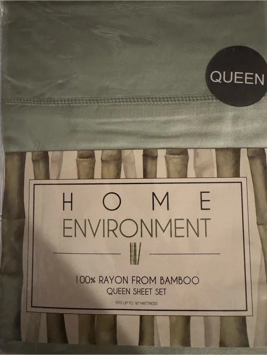 Home Environment Queen Bamboo Rayon Sheet Set in Sage Green