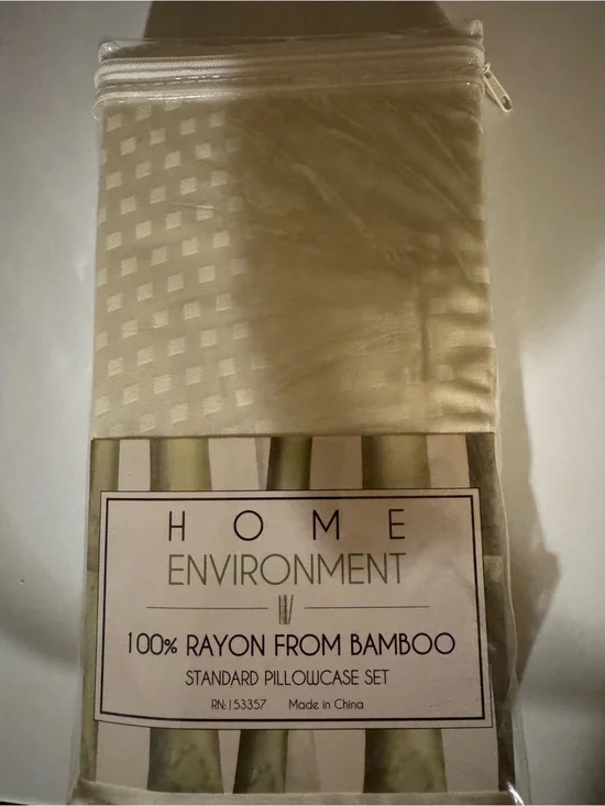 Home Environment Bamboo Rayon Standard Pillowcases Set - Pure White Jacquard
