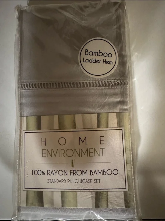 Home Environment Bamboo Rayon Standard Pillowcases Set - light grey