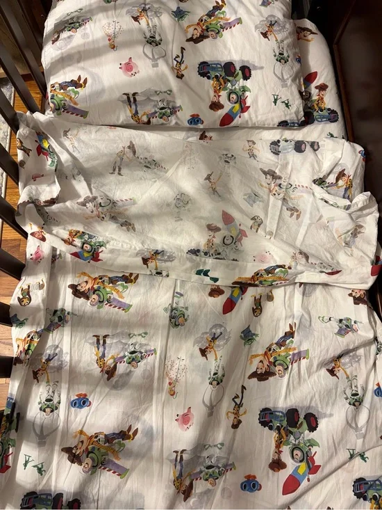 Pottery Barn Kids White Toy Story Character Sheet Set — Multicolor Print