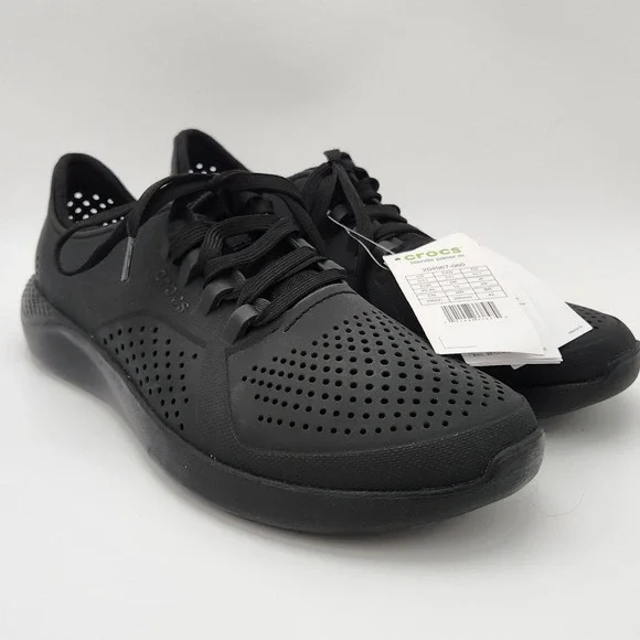 Crocs LiteRide Pacer Sneaker Mens 11 Black 204967-060 Athletic Lace Up