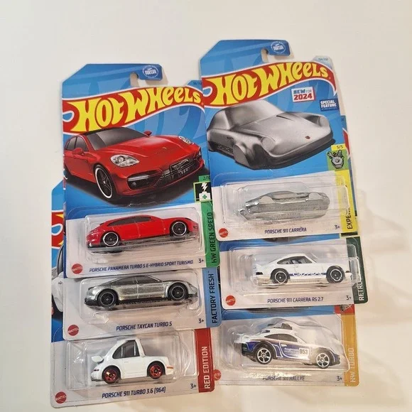 Hot Wheels Porsche 6 Cars‎ Target Red / Zamac / Keychain/ 911 Rally Some Damage