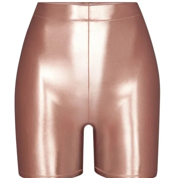 SKIMS Metallic Pink Women's Swim Bike Shorts