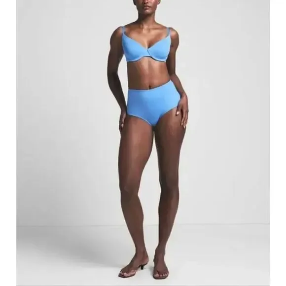Skims Signature Swim Underwire Full Coverage Bikini | Blue in Small