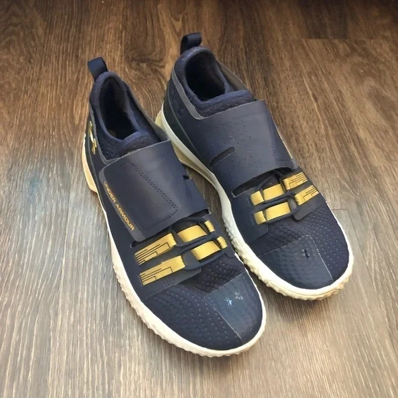 Under Armour Notre Dame Navy Blue & Gold Sneakers