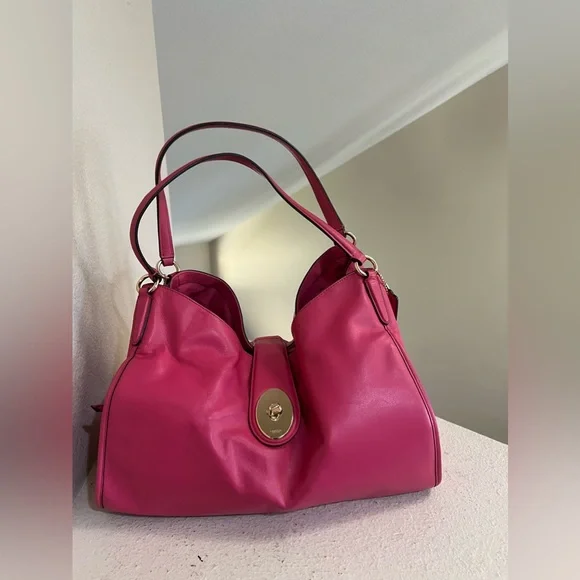 Coach Carlyle‎ Hot Pink Leather Shoulder Tote Handbag Rare casual work travel
