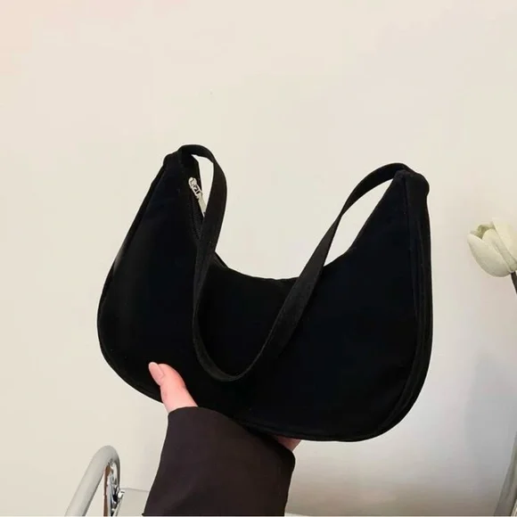Black velvet corduroy shoulder purse | brand new