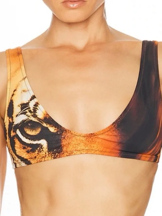 NWT Skims x Roberto Cavalli Plunge Bikini Top