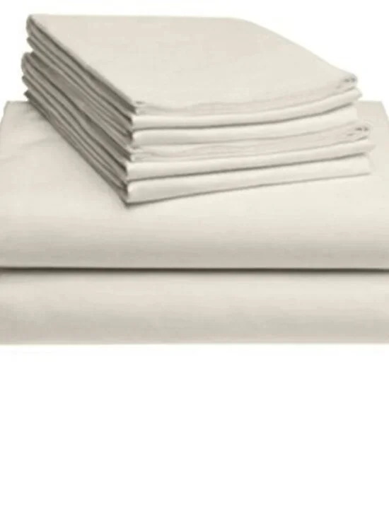 LuxClub Bamboo Queen Collection Wrinkle-Free Cooling Sheet & Pillowcases, Cream