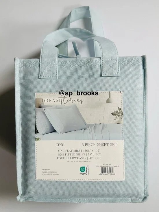 🎁Dream Stories 6-Piece King Sheet Set in Powder Blue - DREAM Stories Sheet Set