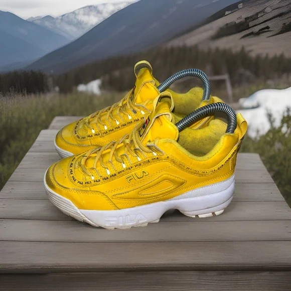 Fila Disruptor 2 Premium Yellow Chunky Sneakers Mens 5 Womens 6.5‎ 3FM00658-743