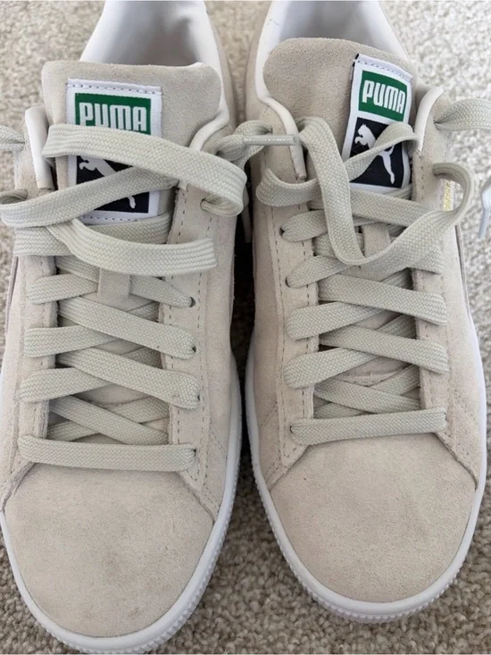 Puma Suede Sneakers in Beige with Gold Logo