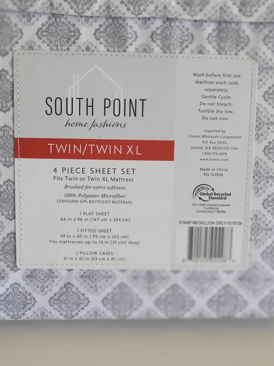 South Point Medallion Grey Twin/Twin XL 4-Piece Sheet Set