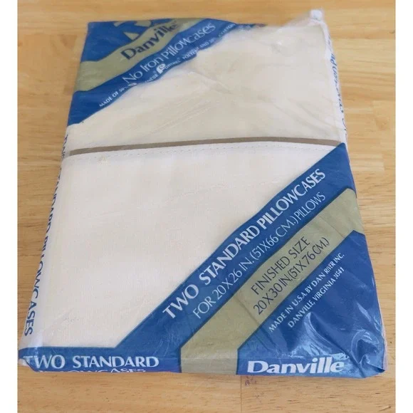 VTG‎ 70's Danville NOS No-Iron 2 Size Standard Beige Pillowcases USA Made