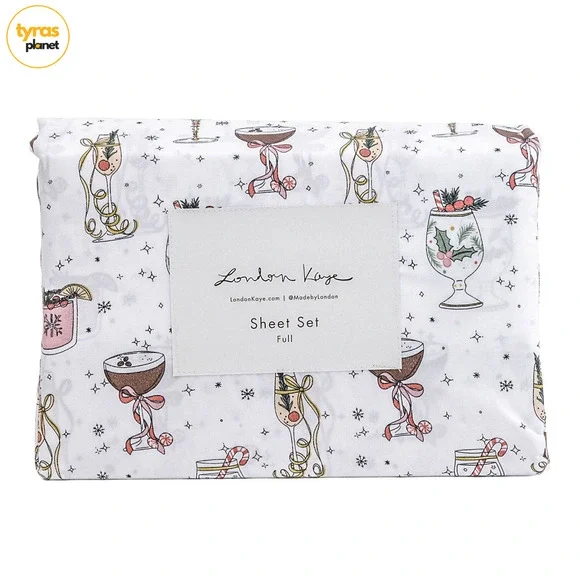LONDON KAYE Deck The Cocktails Sheet Set 4pc Set - Size Full‎