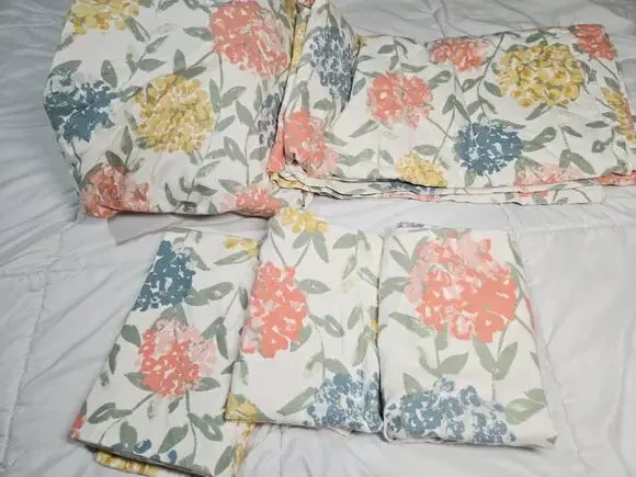Garnet Hill Cotton Fleece Queen Set Tabitha Floral 5 Pcs Portugal Bedding Garden