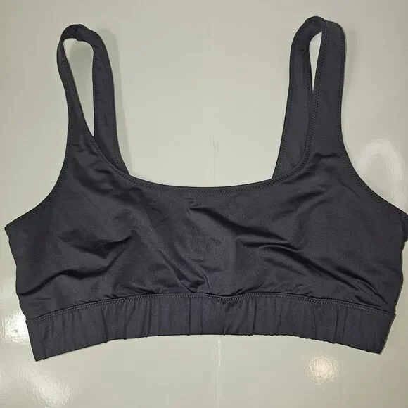 Skims Swim Top Womens XL Gray Bralette Bikini Wide Strap Lined Stretch Quick Dry