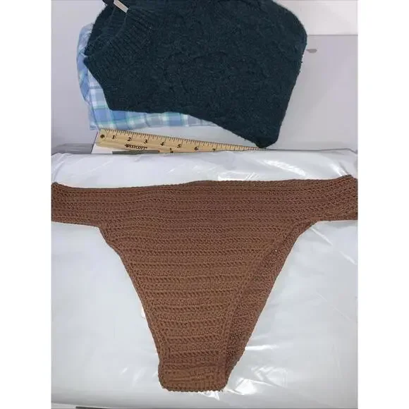 NWOT SKIMS Chocolate Brn‎ Crochet Bikini Bottoms Sz Large