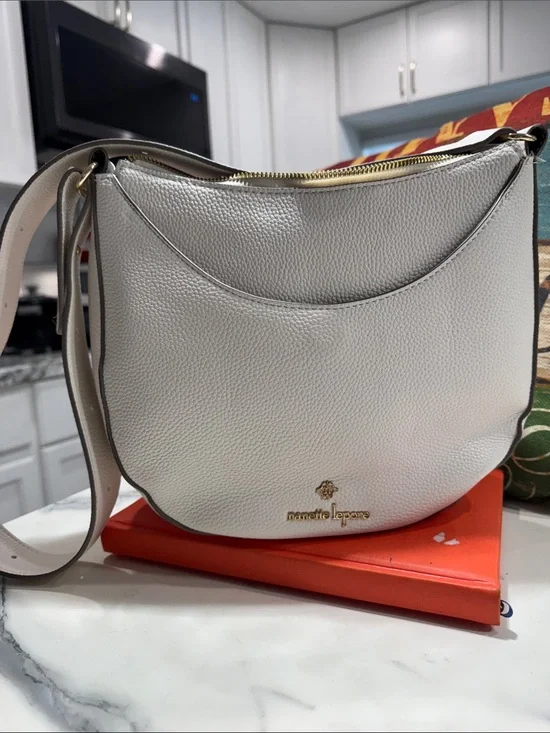 Nanette Lepore Ivory Pebbled Leather Shoulder Bag