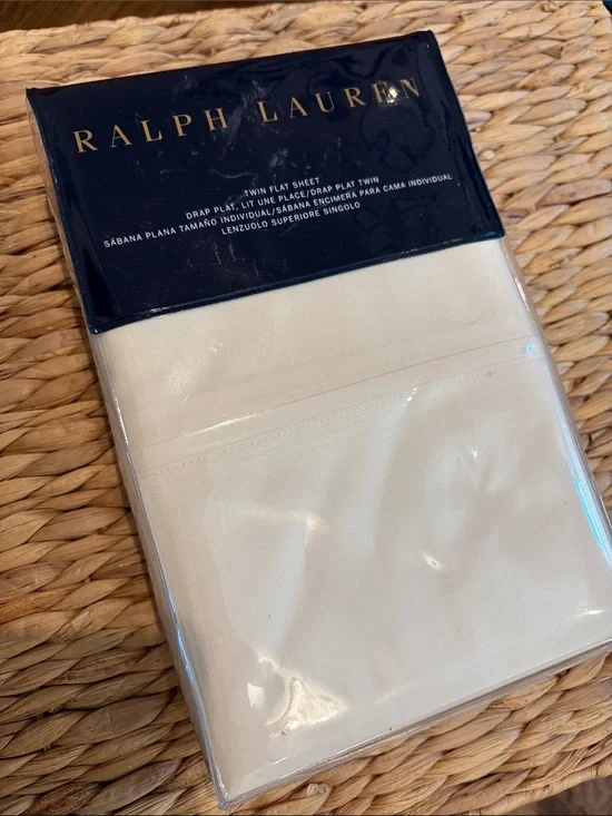 Ralph Lauren 464 Solid Percale Twin Flat Sheet Packaged New Regatta Cream $90