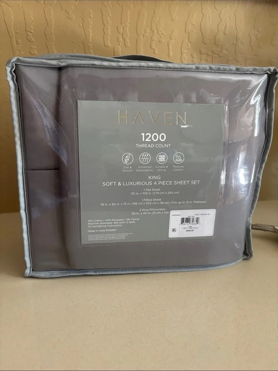 Haven 1200 Thread Count King Sheet Set in Gray